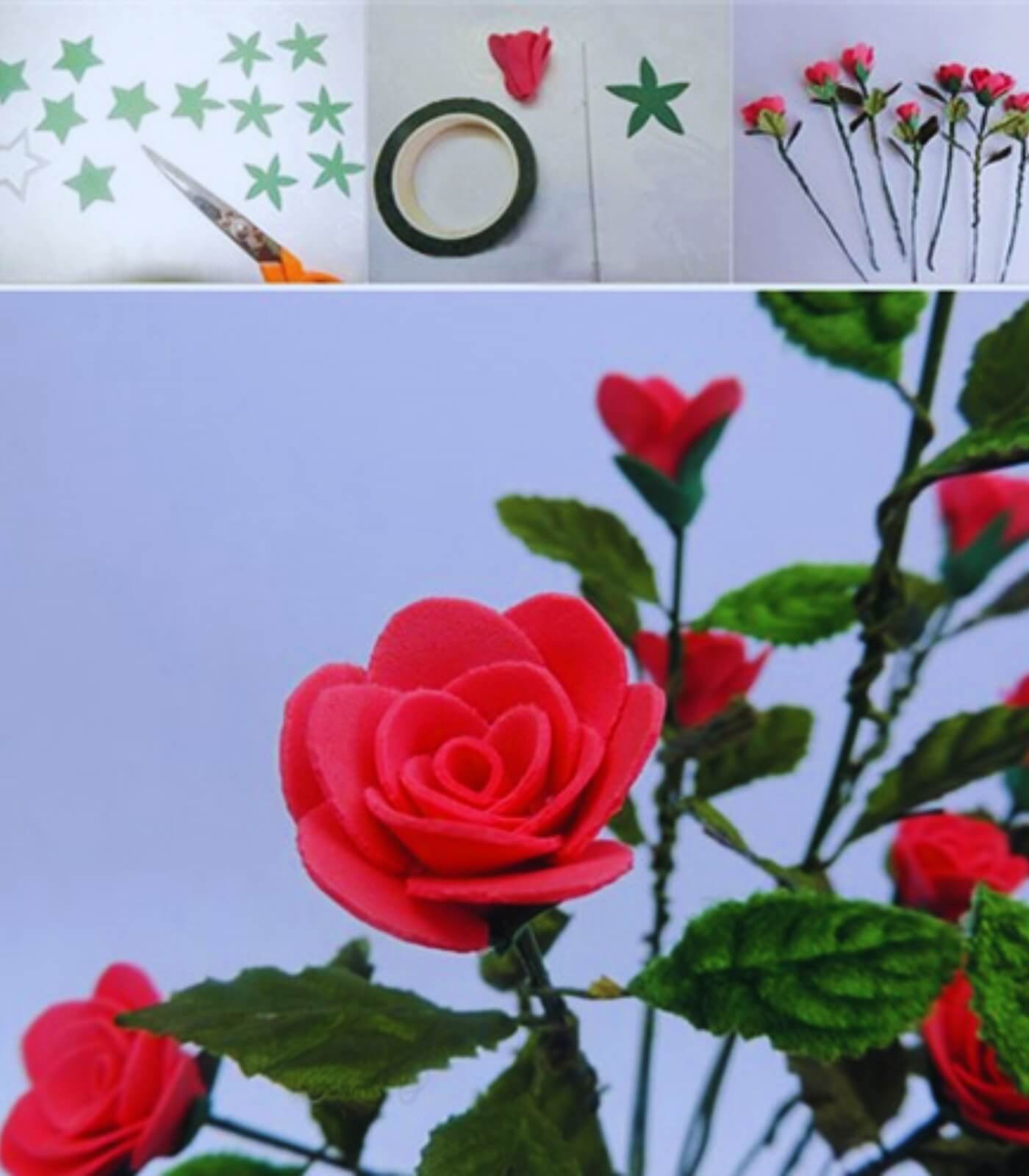 Hoàn thiện cách làm hoa bằng giấy xốp